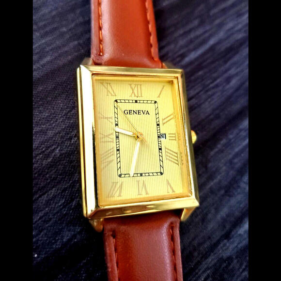 Geneva Vintage Look Men's Louis Tank Large 37mm Watch - Picture 3 of 9